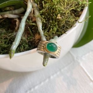 DY silver/gold cigar band ring